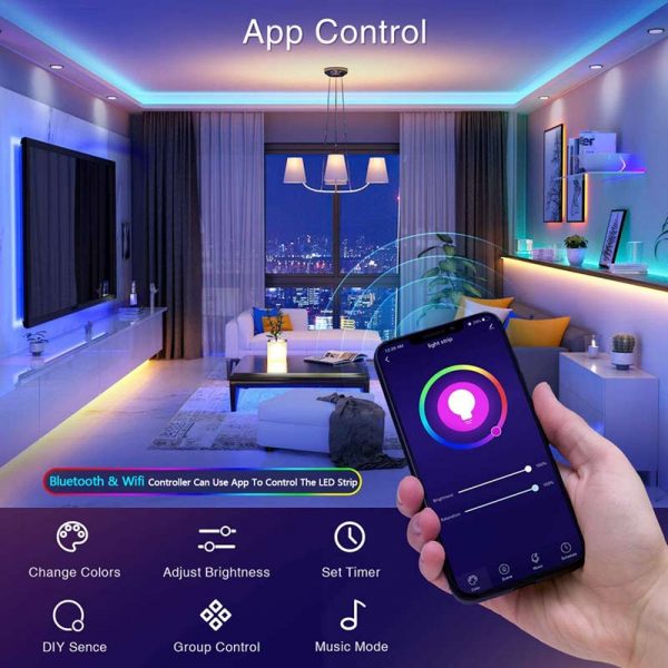 color changing led strip light wifi bluetooth app control