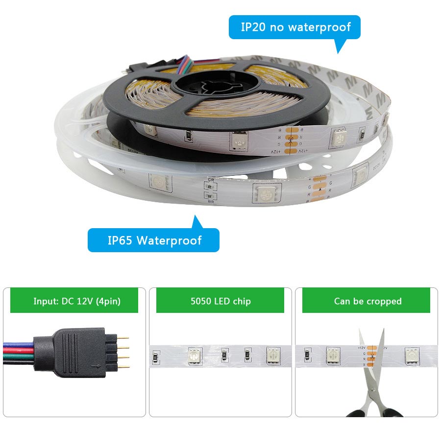 color changing led strip lights waterproof