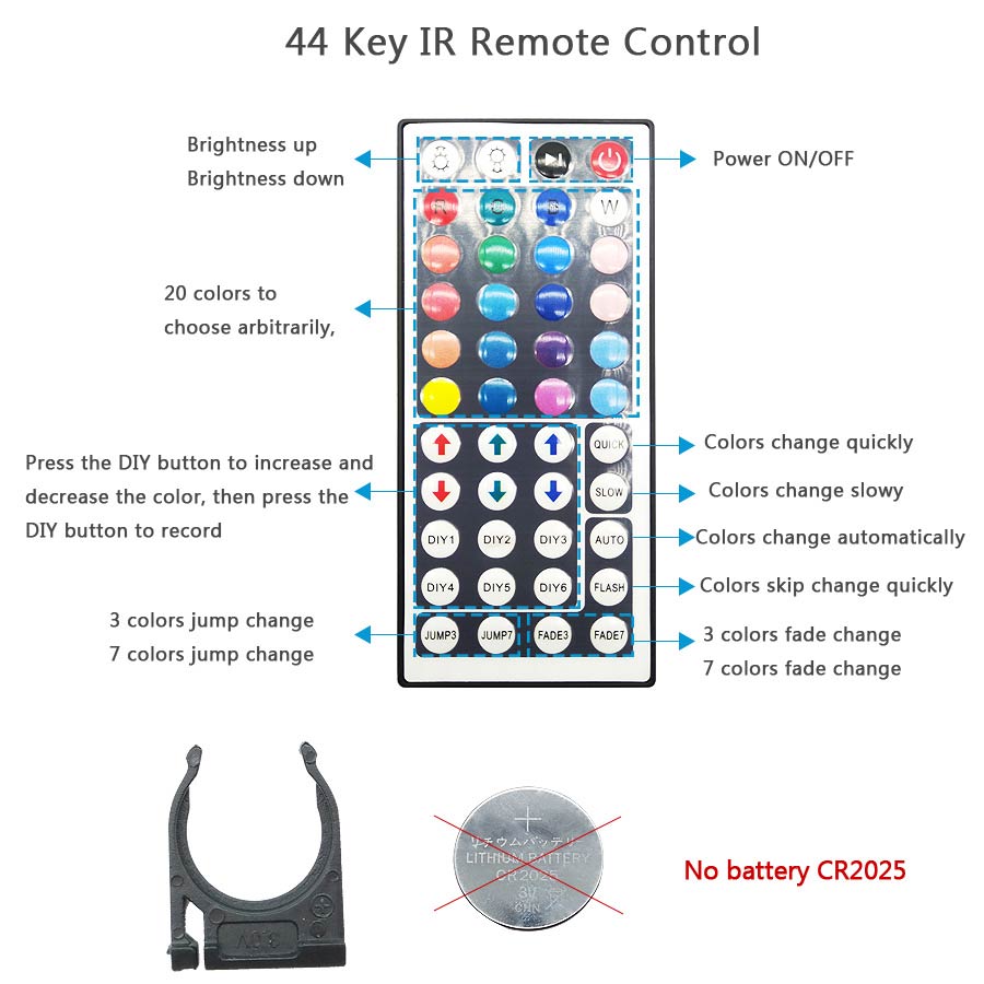 led strip light 44 key remote