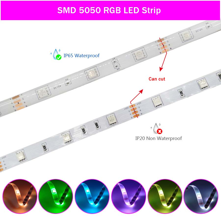 rgb 5050 led strip lights waterproof