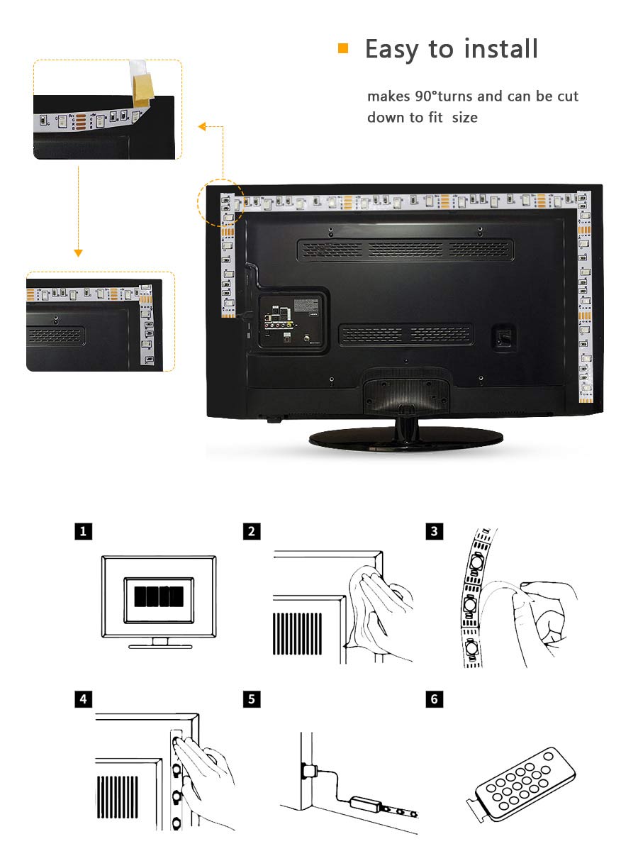 led strip lights tv installation