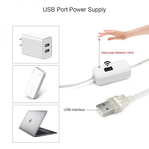 motion sensor led light strip battery operated usb port power supply