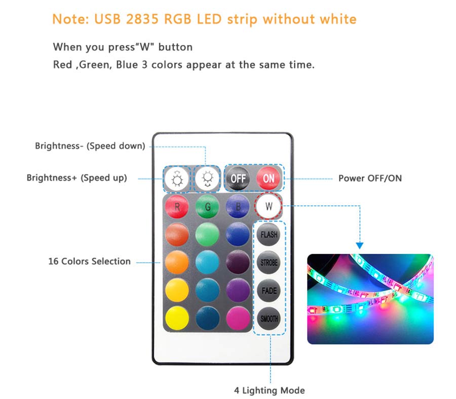 rgb led strip lighting with remote control