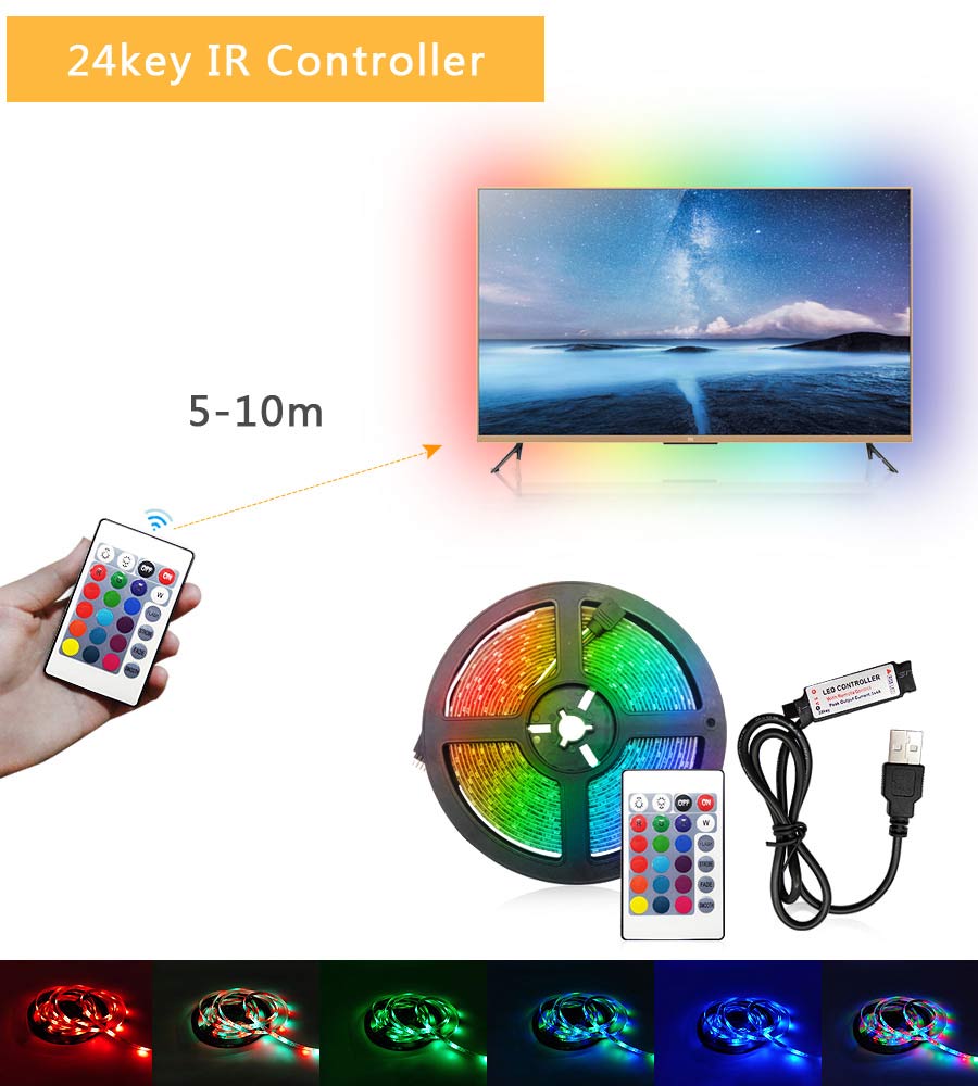 rgb led strip lights 24key ir connectors