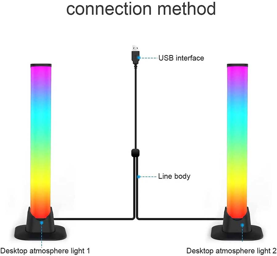 RGB Gaming LED Lights Bar for Room Desk TV Sync Lights - obitol