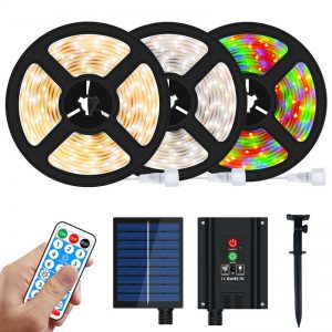 Solar Powered Waterproof Outdoor LED Strip Lights with Remote - obitol